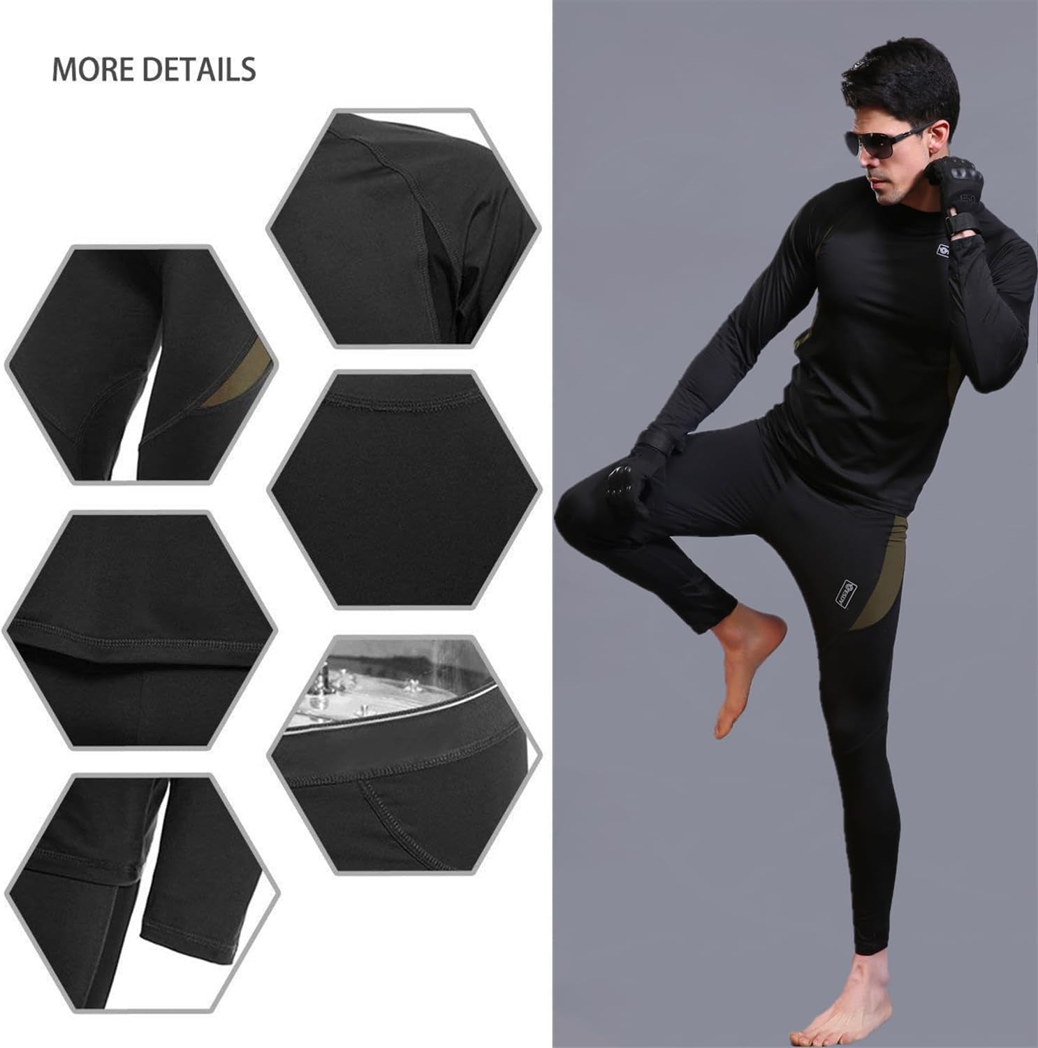 Mens Thermal Underwear Set Winter Sport Hunting Gear Sport Long Johns Base Layer Bottom Top