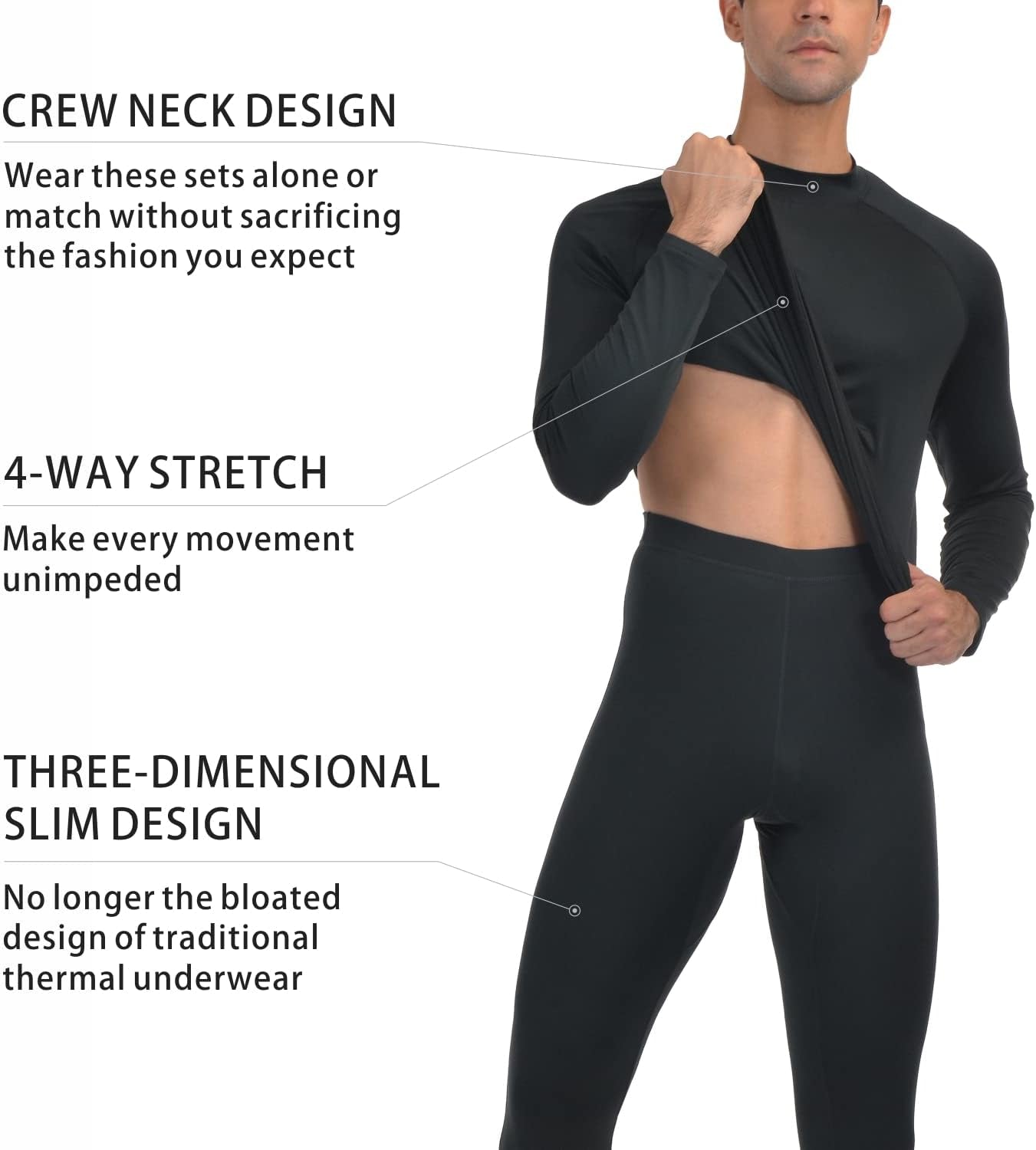 Men'S Thermal Underwear Winter Base Layer Long Johns Set Top and Bottom Sports Suits