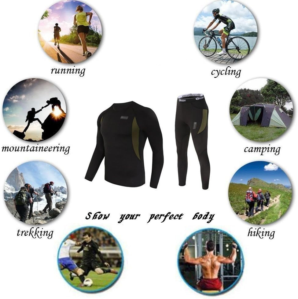 Mens Thermal Underwear Set Winter Sport Hunting Gear Sport Long Johns Base Layer Bottom Top