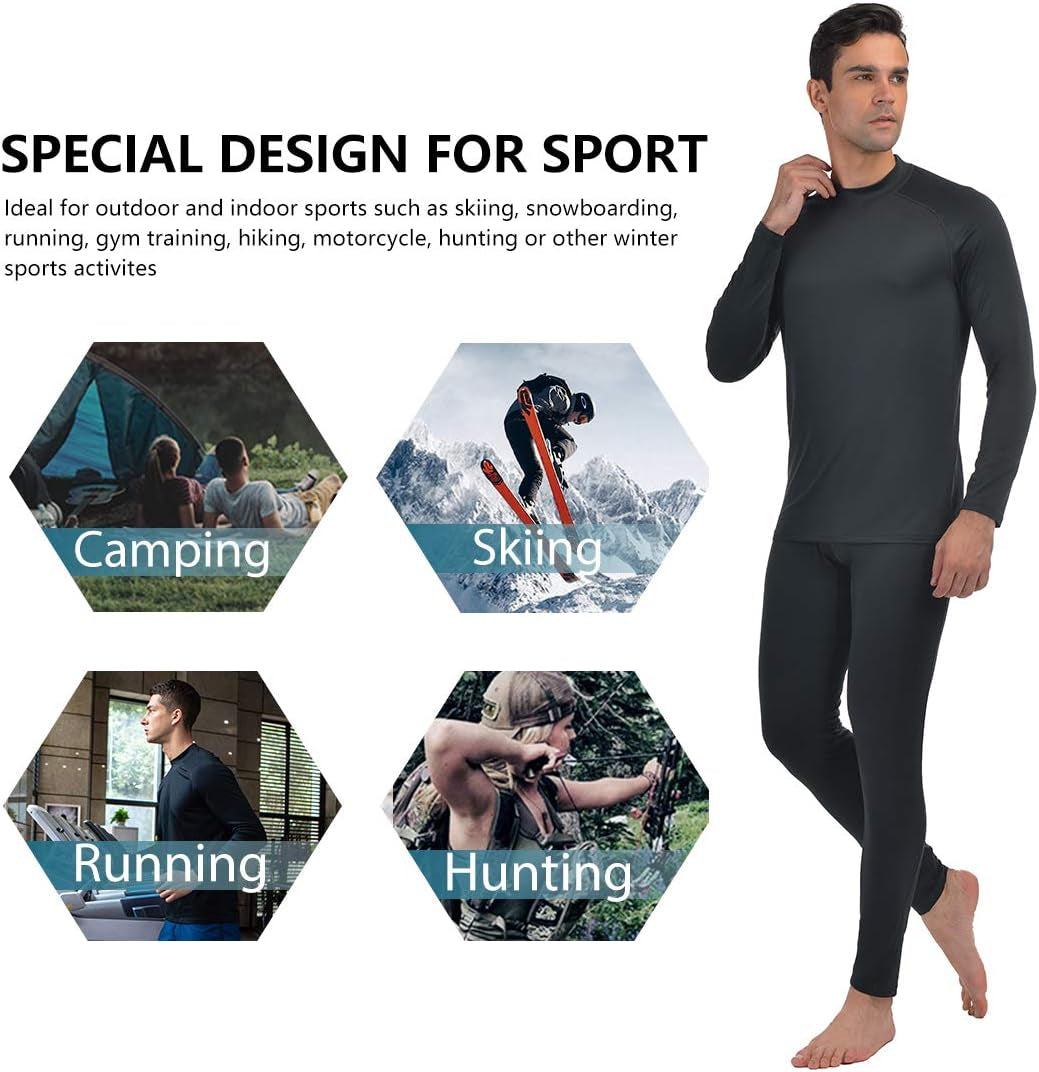 Men'S Thermal Underwear Winter Base Layer Long Johns Set Top and Bottom Sports Suits